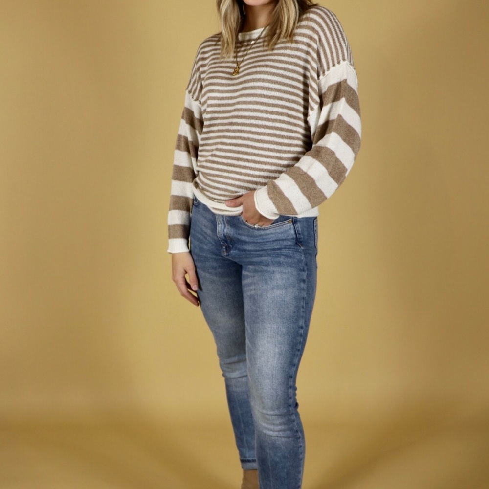 Mocha Striped Lightweight Sweater